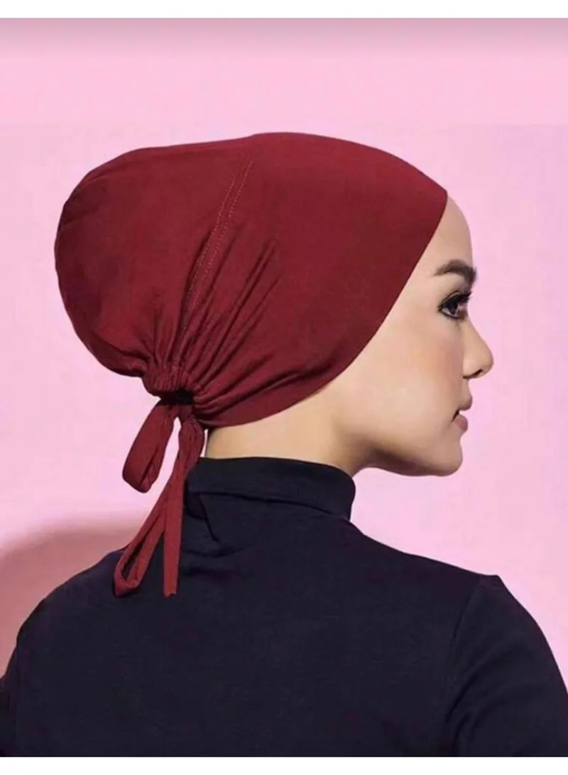 AL BENT AL SHARQIEH burgundy Inner Hijab Cap Adjustable Muslim Women's Underscarf for Women | Best Price UAE